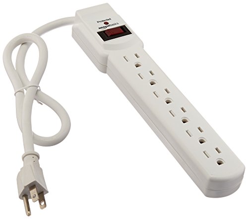 0900-014  Protector de sobretensión AmazonBasics de 6 salidas, 200 JULIOS Blanco