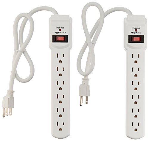 0900-014  Protector de sobretensión AmazonBasics de 6 salidas, 200 JULIOS Blanco