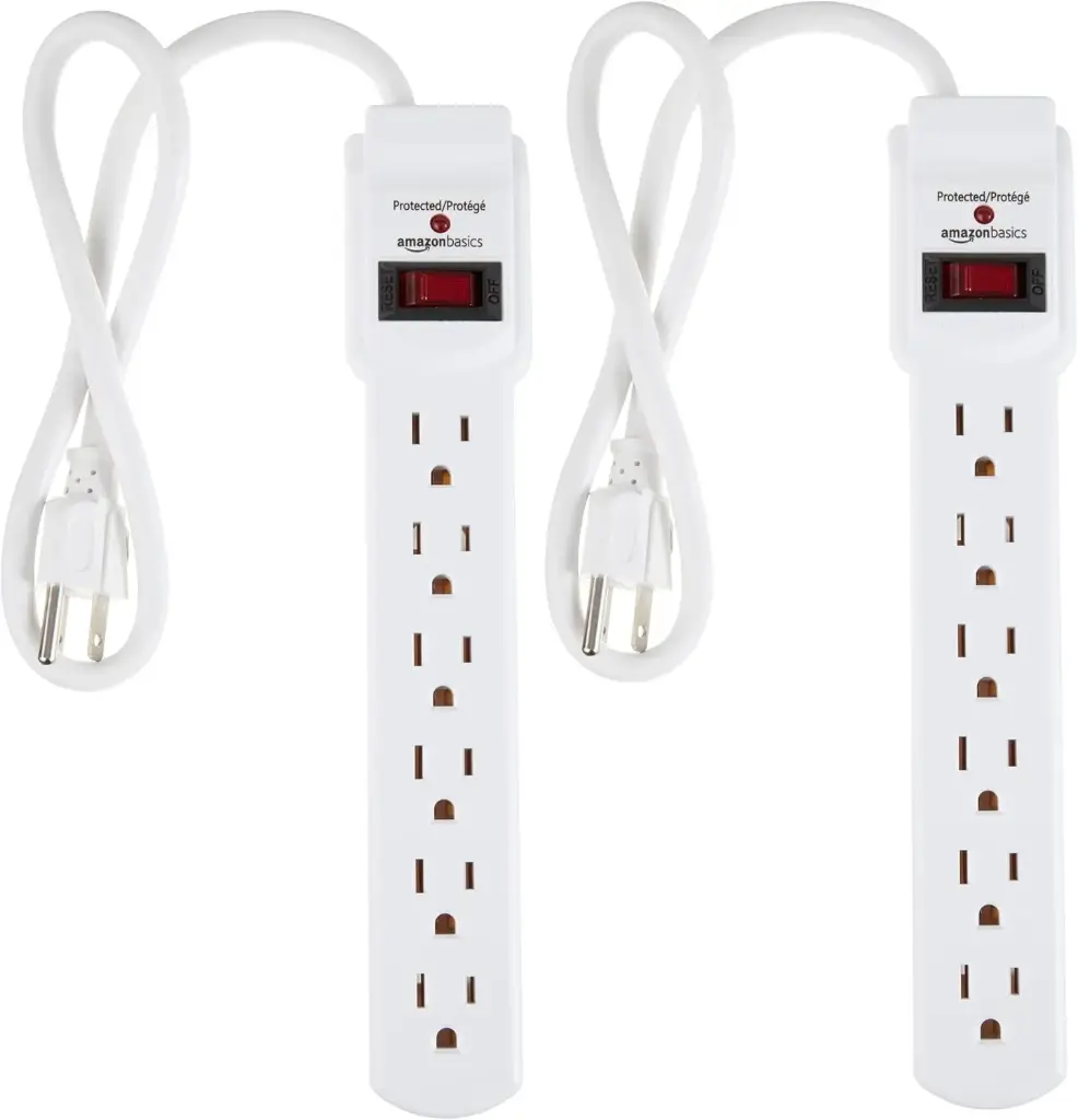 0900-014  Protector de sobretensión AmazonBasics de 6 salidas, 200 JULIOS Blanco