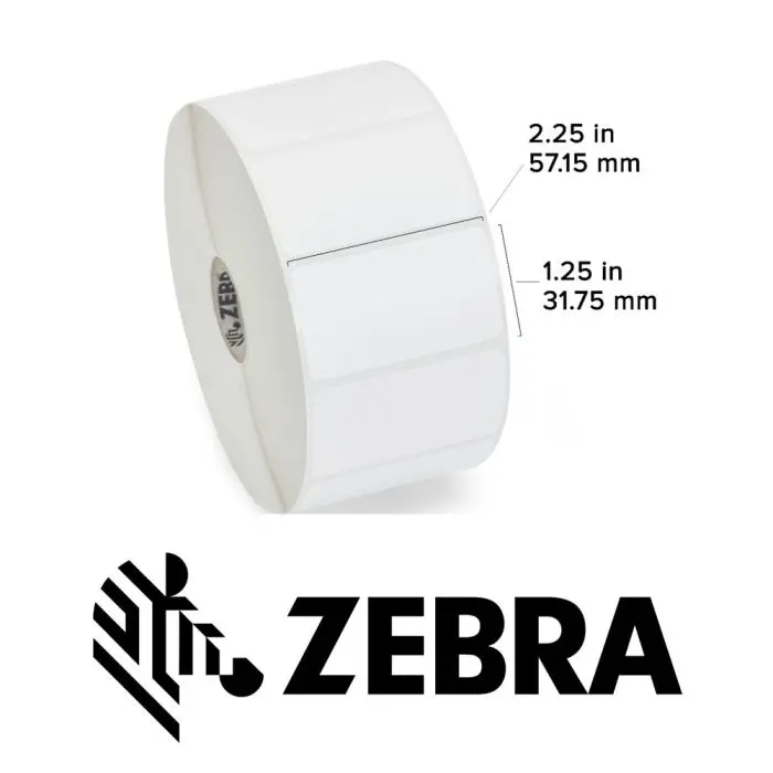 0600-004 Zebra 800272-125 Z-Select 4000T Direct Thermal Paper Label - 2.25" x 1.25", 2100 Labels per Roll