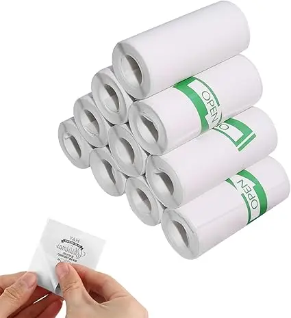 0900-023 Papel adhesivo térmico de 2.244 x 1.181 in (9.8 ft/rollo), 5 rollos de papel autoadhesivo para notas de estudio, diario, fotos, compatible con cámaras de impresión instantánea de 2.244 in