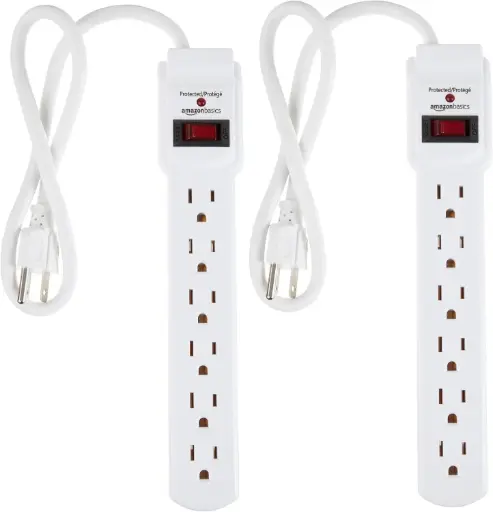 [0900-014] 0900-014  Protector de sobretensión AmazonBasics de 6 salidas, 200 JULIOS Blanco