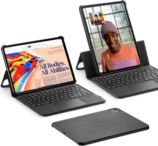0900-027 ESR Funda con teclado para iPad Air de 11 pulgadas (M3/M2, 2025/2024) y iPad Pro 11 (4ª/3ª/2ª/1ª generación), iPad Air 5ª/4ª, magnético desmontable, soporte ajustable para vertical/paisaje