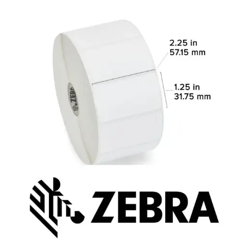 0600-004 Zebra 800272-125 Z-Select 4000T Direct Thermal Paper Label - 2.25" x 1.25", 2100 Labels per Roll